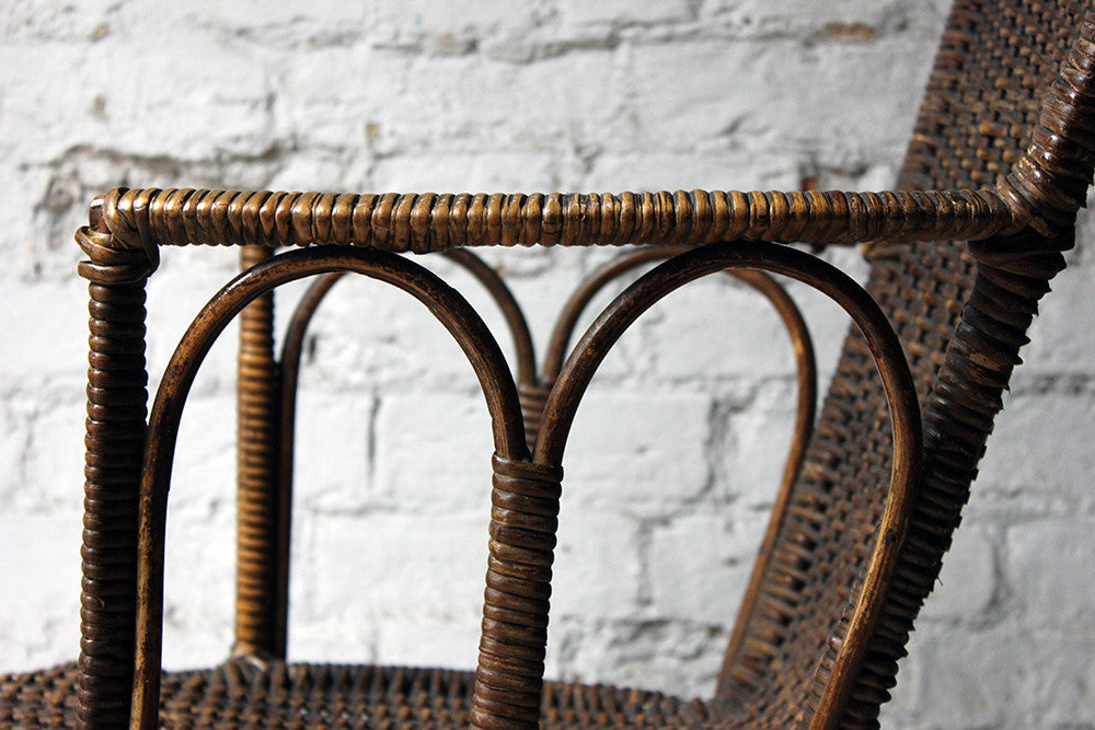 A Charming Edwardian Period Wicker Open Armchair Attributed to Dryad c.1910