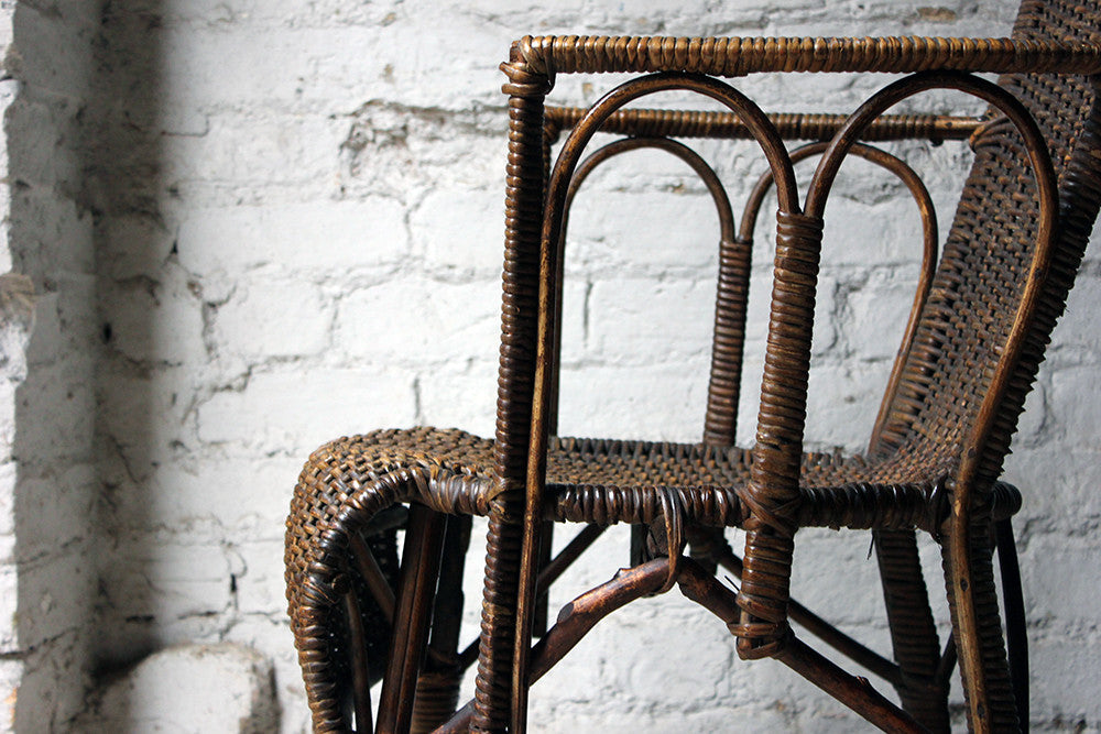A Charming Edwardian Period Wicker Open Armchair Attributed to Dryad c.1910