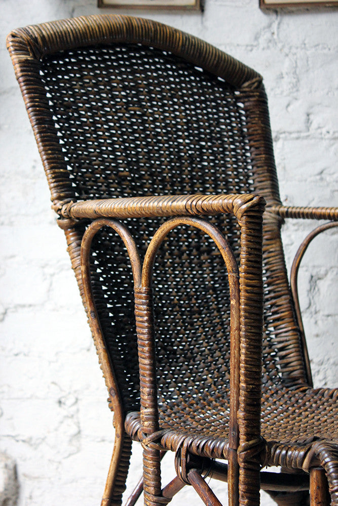 A Charming Edwardian Period Wicker Open Armchair Attributed to Dryad c.1910