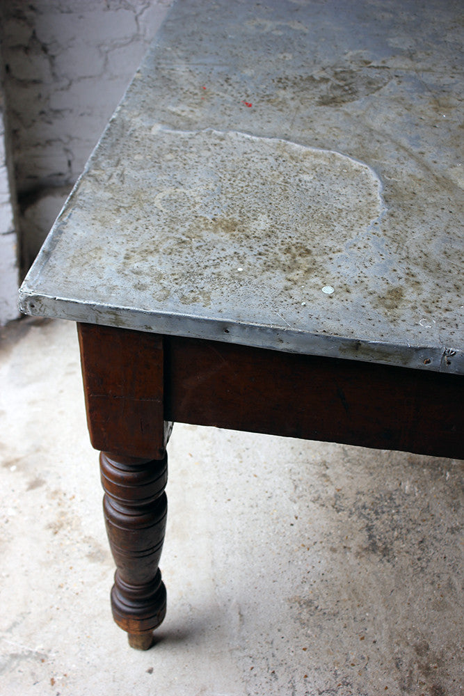 A Fabulous 19thC Victorian Pine & Zinc Topped Preparation Table c.1870-80