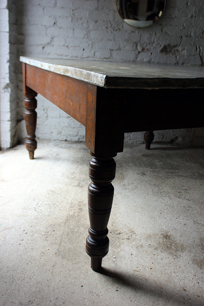 A Fabulous 19thC Victorian Pine & Zinc Topped Preparation Table c.1870-80
