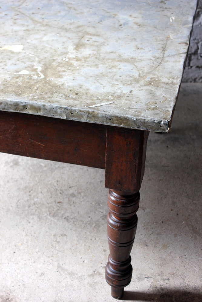 A Fabulous 19thC Victorian Pine & Zinc Topped Preparation Table c.1870-80