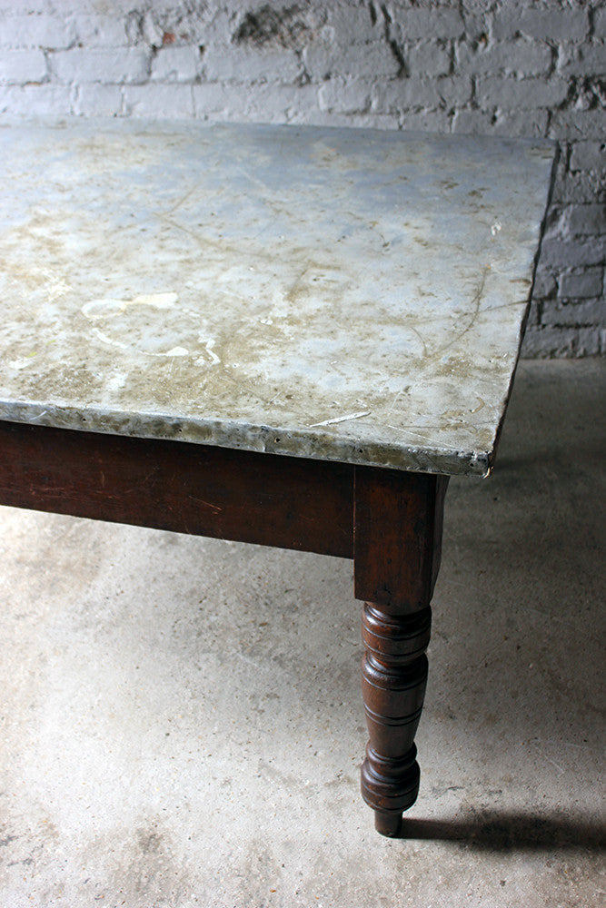 A Fabulous 19thC Victorian Pine & Zinc Topped Preparation Table c.1870-80