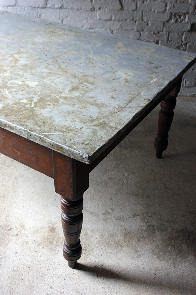 A Fabulous 19thC Victorian Pine & Zinc Topped Preparation Table c.1870-80
