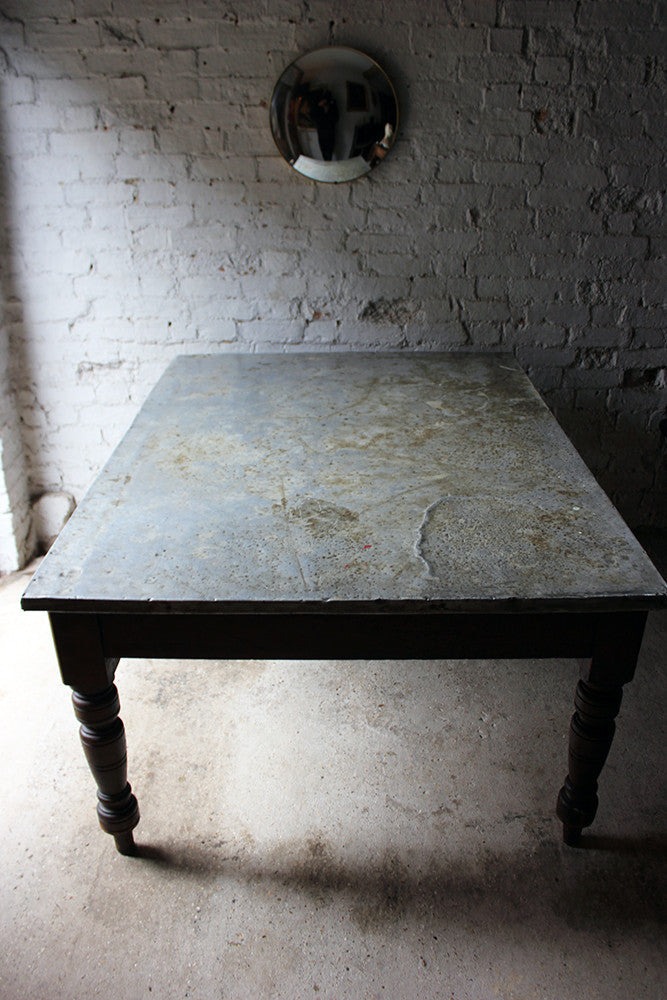 A Fabulous 19thC Victorian Pine & Zinc Topped Preparation Table c.1870-80