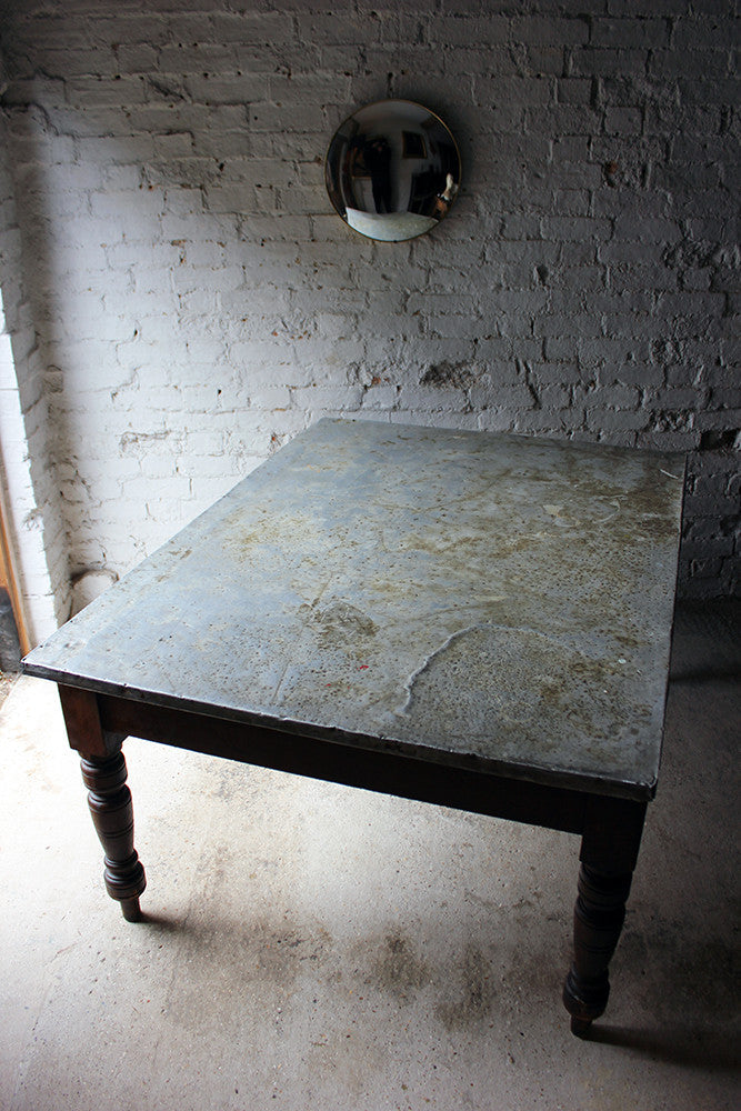 A Fabulous 19thC Victorian Pine & Zinc Topped Preparation Table c.1870-80