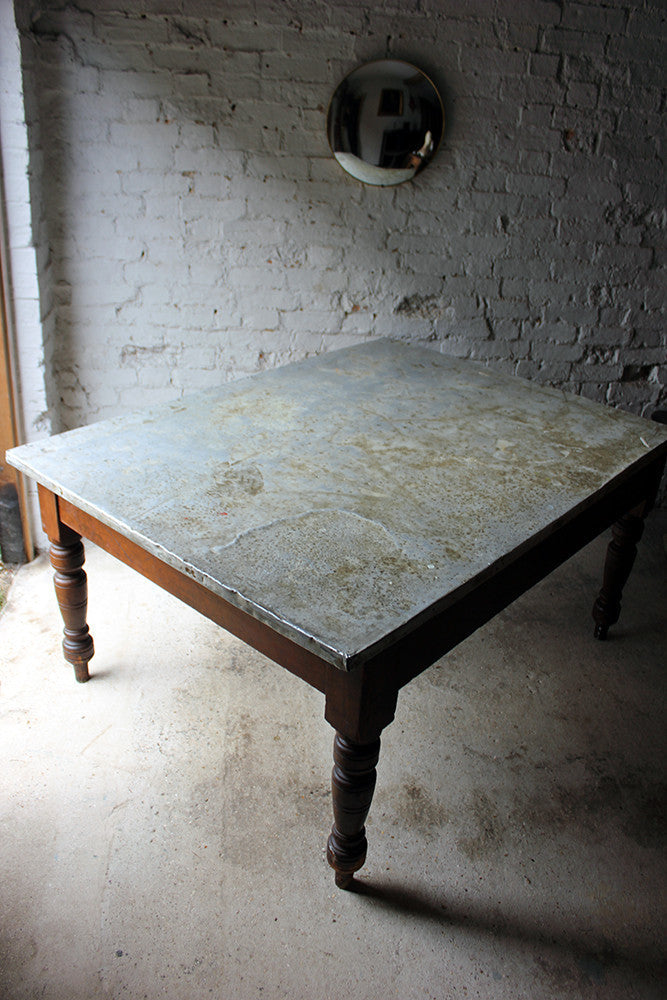 A Fabulous 19thC Victorian Pine & Zinc Topped Preparation Table c.1870-80