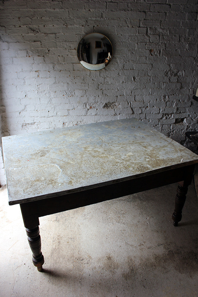 A Fabulous 19thC Victorian Pine & Zinc Topped Preparation Table c.1870-80