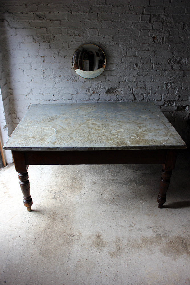 A Fabulous 19thC Victorian Pine & Zinc Topped Preparation Table c.1870-80
