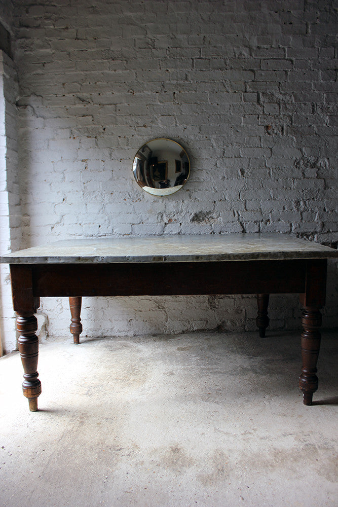 A Fabulous 19thC Victorian Pine & Zinc Topped Preparation Table c.1870-80