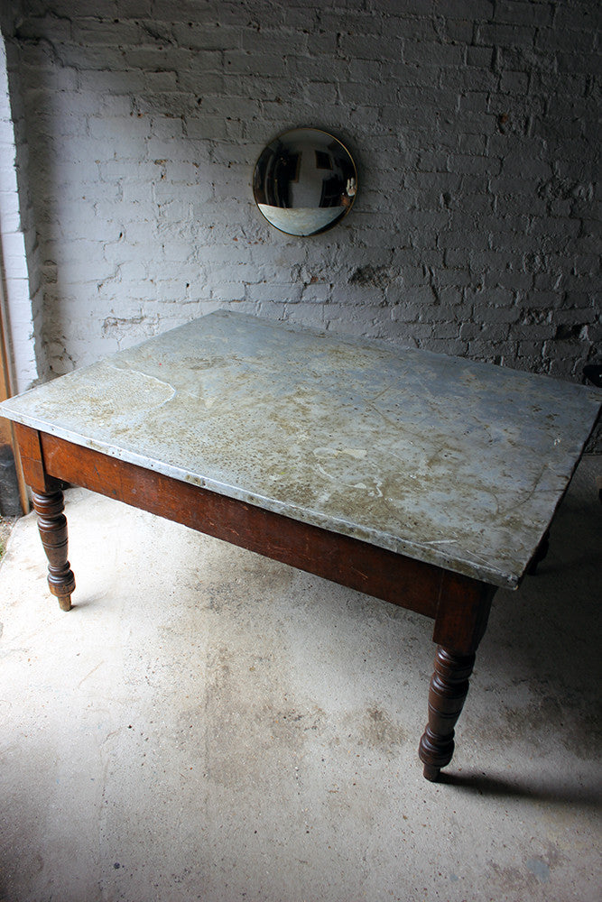 A Fabulous 19thC Victorian Pine & Zinc Topped Preparation Table c.1870-80
