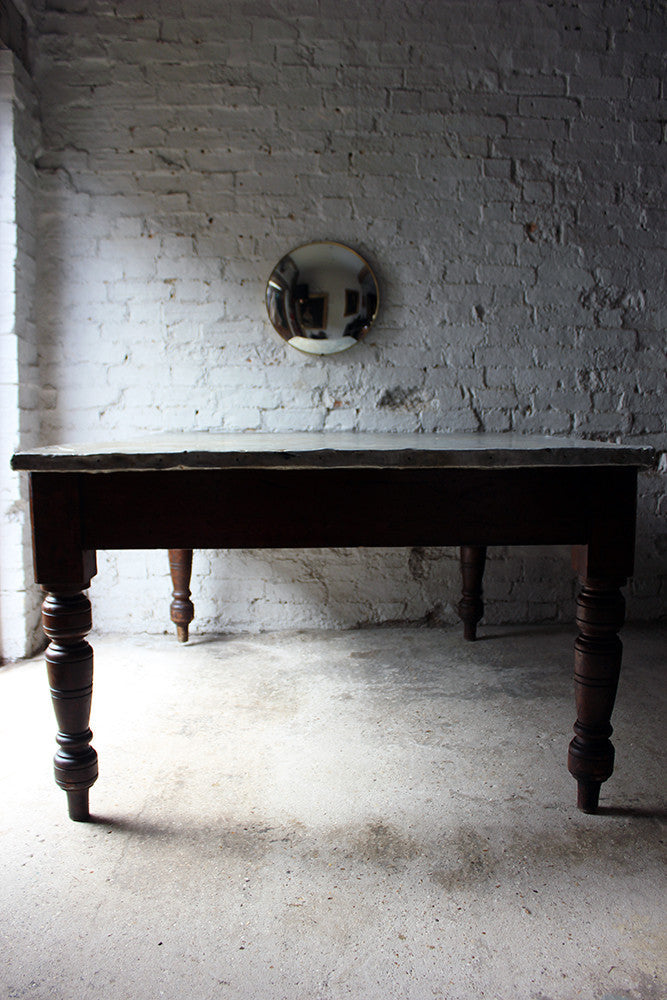 A Fabulous 19thC Victorian Pine & Zinc Topped Preparation Table c.1870-80
