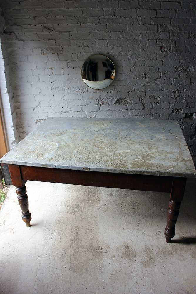 A Fabulous 19thC Victorian Pine & Zinc Topped Preparation Table c.1870-80