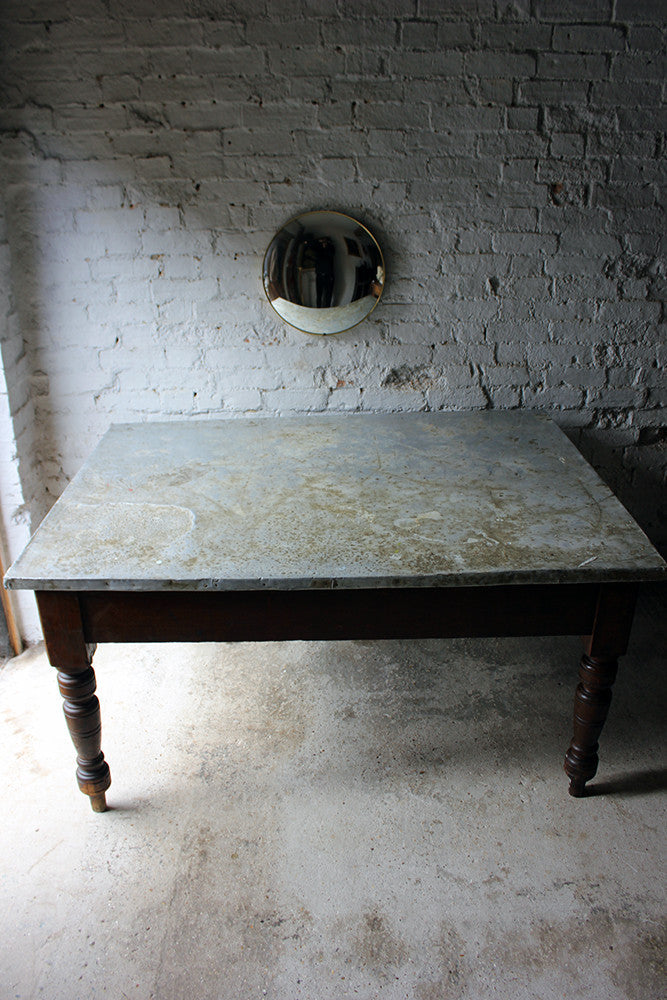 A Fabulous 19thC Victorian Pine & Zinc Topped Preparation Table c.1870-80