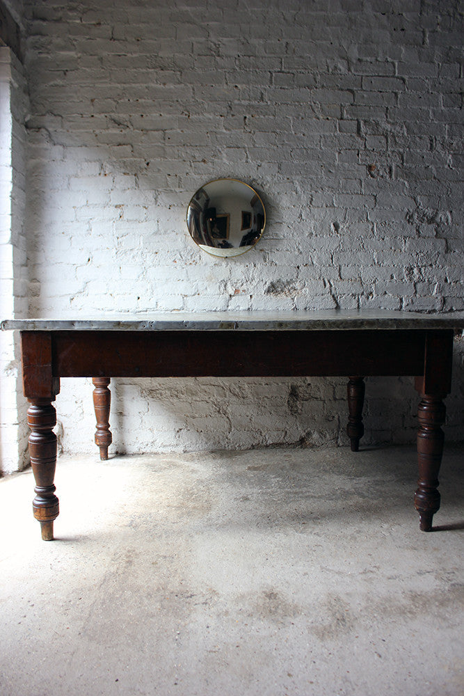 A Fabulous 19thC Victorian Pine & Zinc Topped Preparation Table c.1870-80