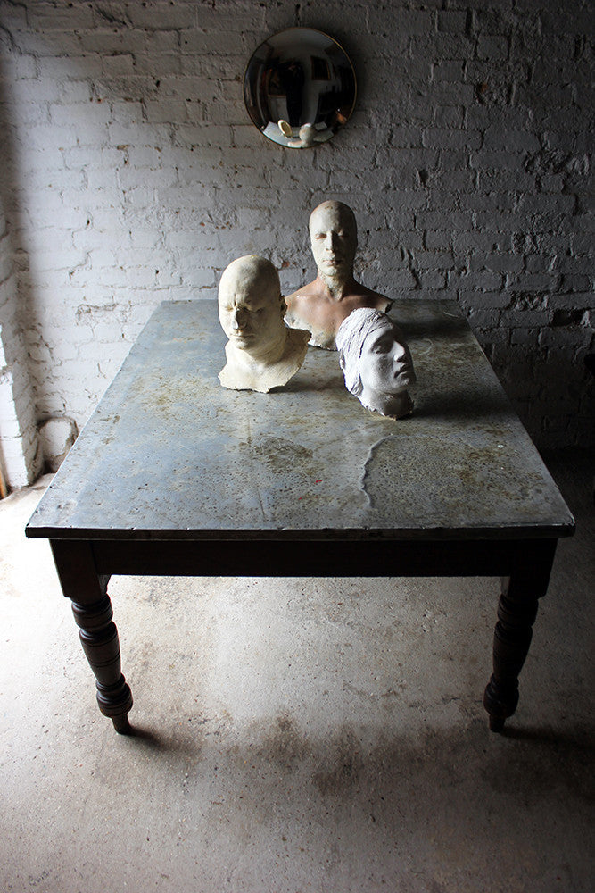 A Fabulous 19thC Victorian Pine & Zinc Topped Preparation Table c.1870-80