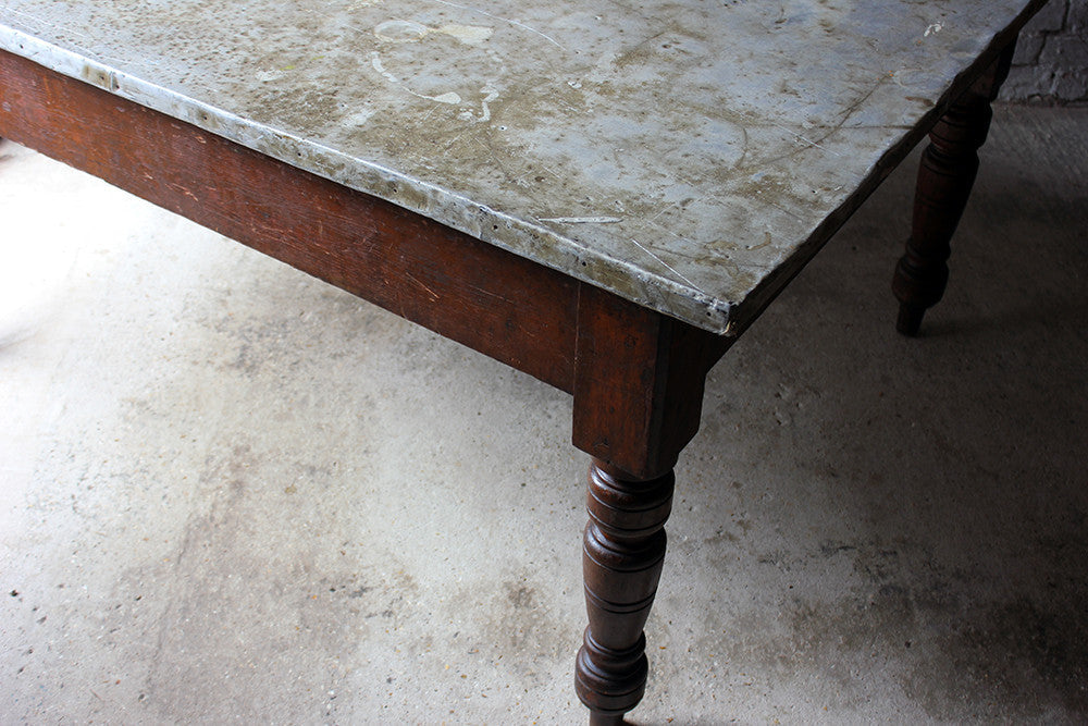 A Fabulous 19thC Victorian Pine & Zinc Topped Preparation Table c.1870-80