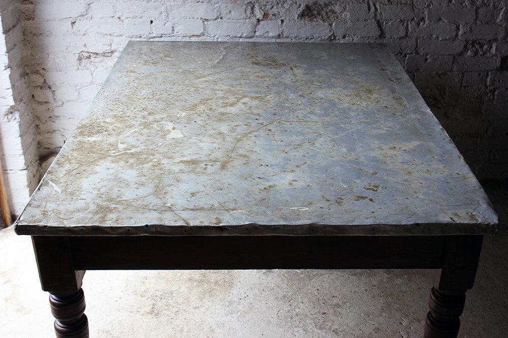 A Fabulous 19thC Victorian Pine & Zinc Topped Preparation Table c.1870-80
