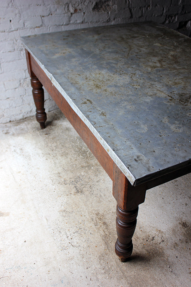 A Fabulous 19thC Victorian Pine & Zinc Topped Preparation Table c.1870-80